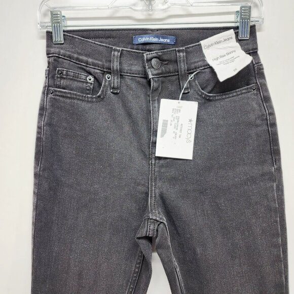 Calvin Klein Womens High Rise Skinny Jeans Black Denim Regular Length Size 25 - Picture 4 of 13